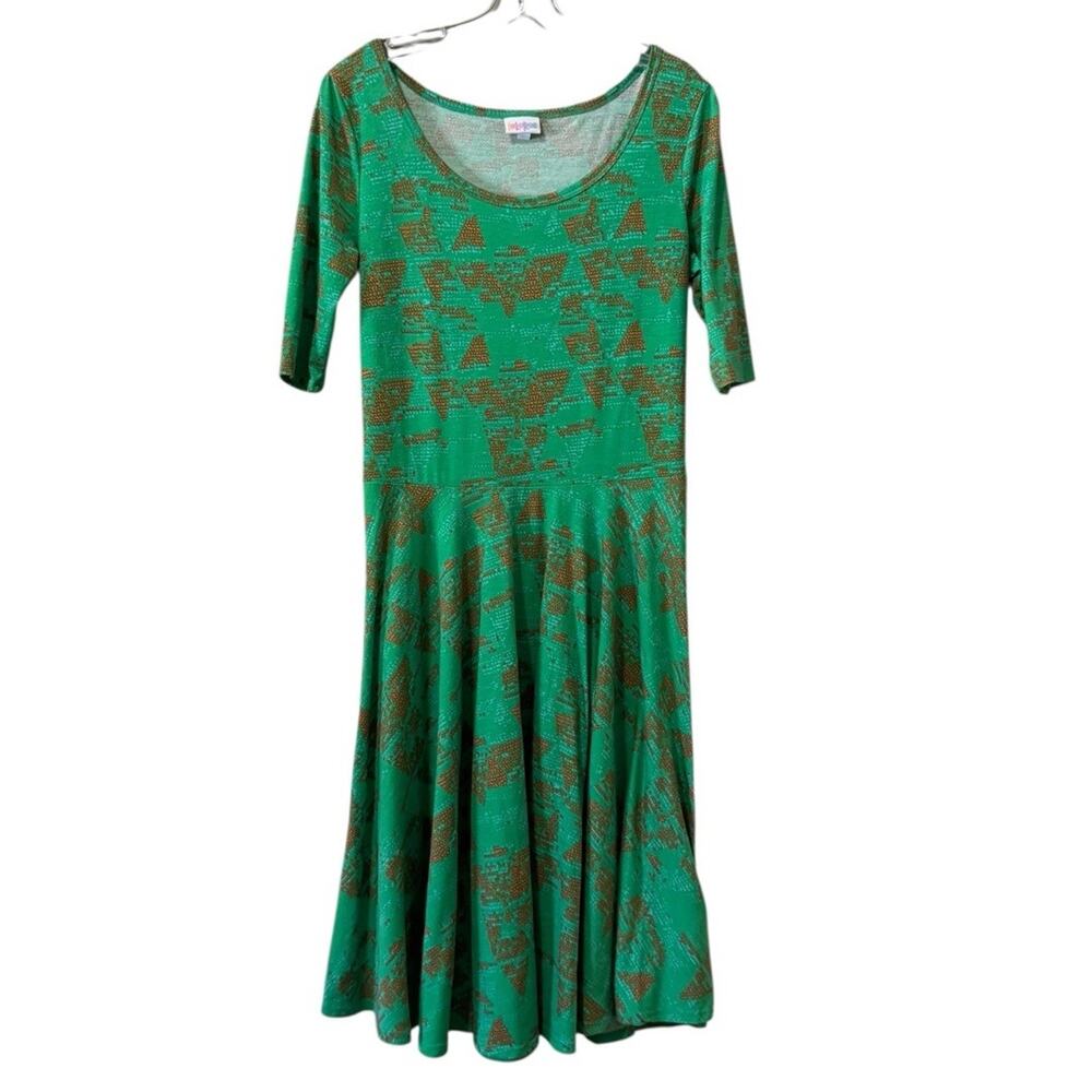 LULAROE Women Size Large Dress Colorful Stretch Skater Teacher Modern Modern
